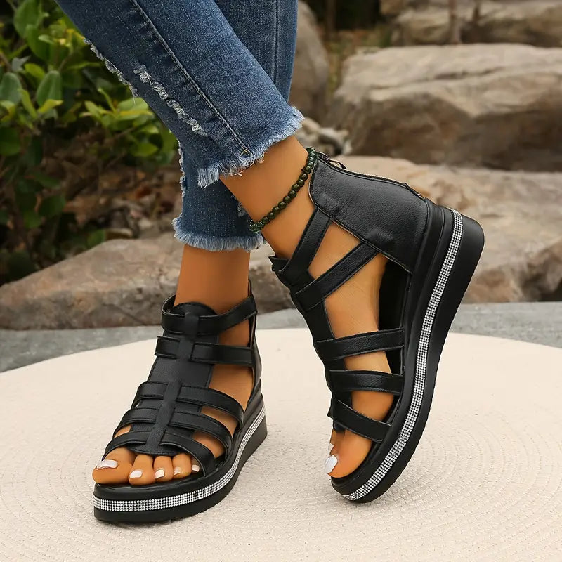 Elegant gladiator platform sandals for women | Calira -6