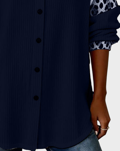 Two-tone buttoned printed details shirt for women | Orelia -13