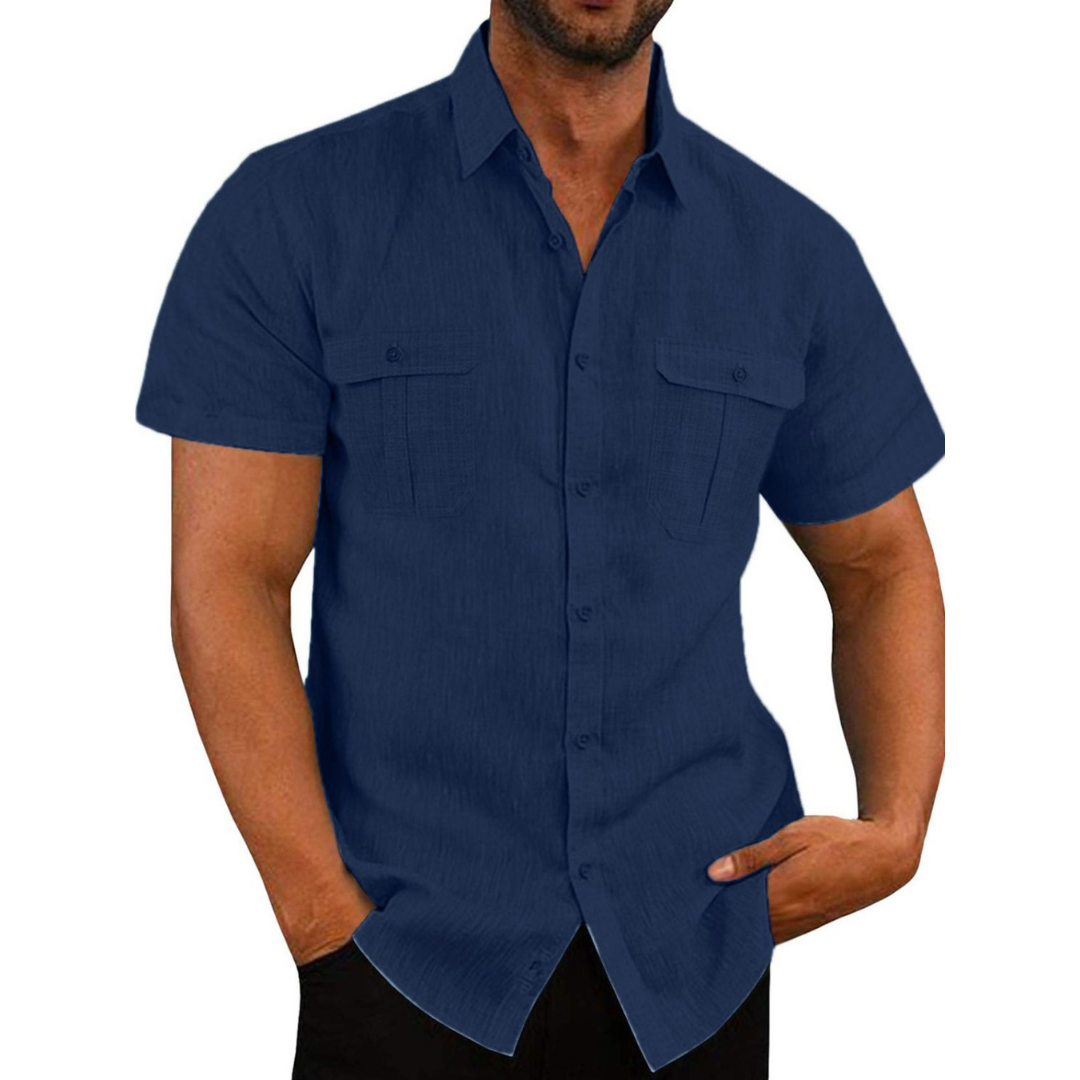 Short-sleeve lapel collar shirt for men -5