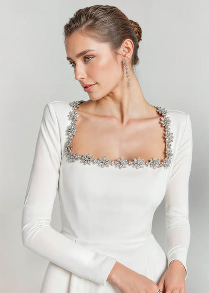 Chic velvet mini square neckline dress for women | Willow -10