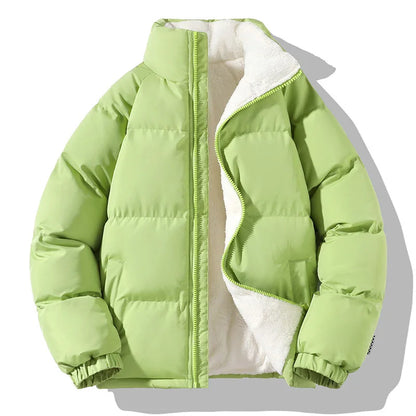 Lined puffer high collar winter jacket for men | Fleece -5