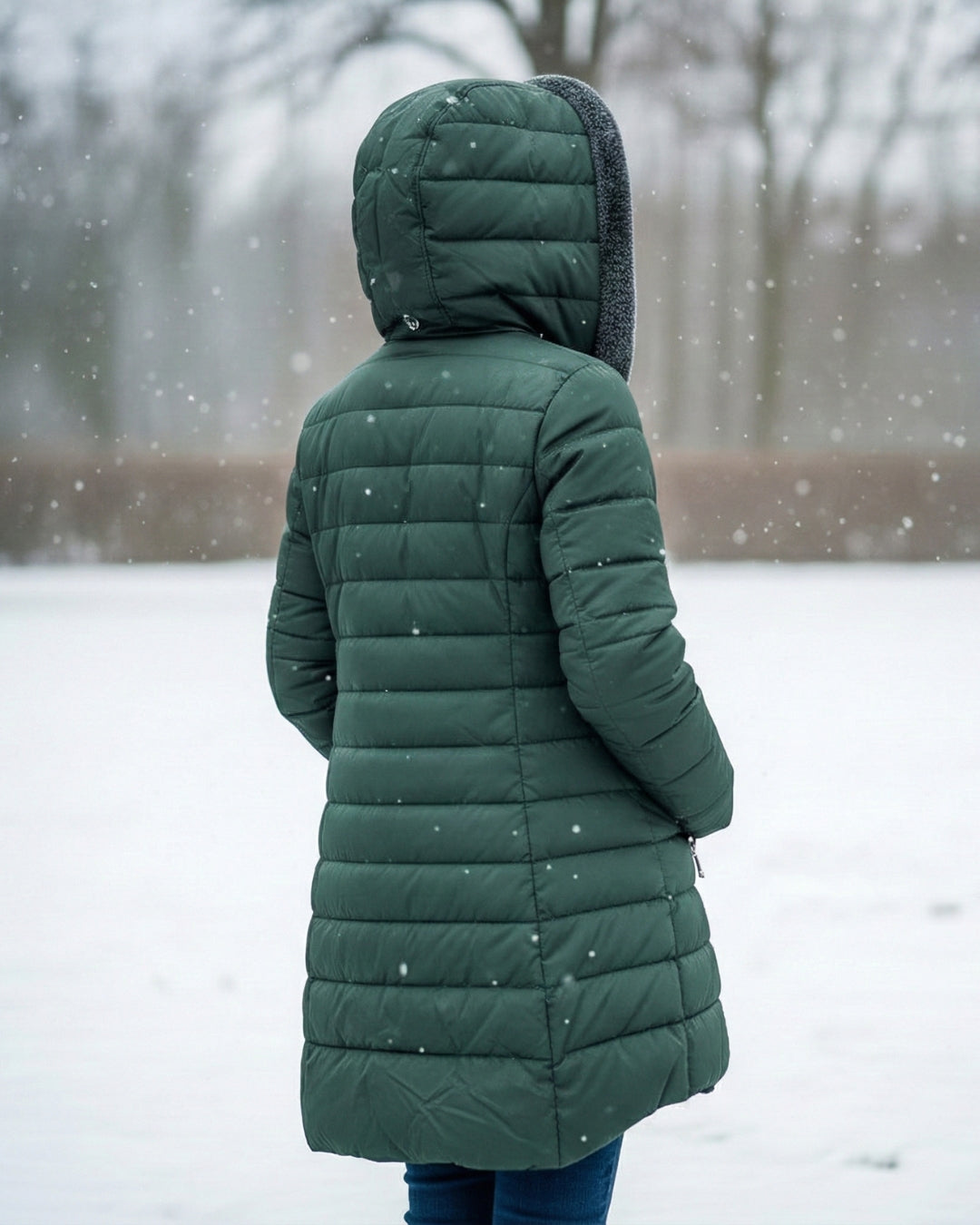 Quilted hooded cut flattering coat for women | Marielle -5