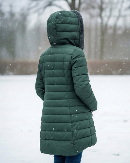 Quilted hooded cut flattering coat for women | Marielle -5
