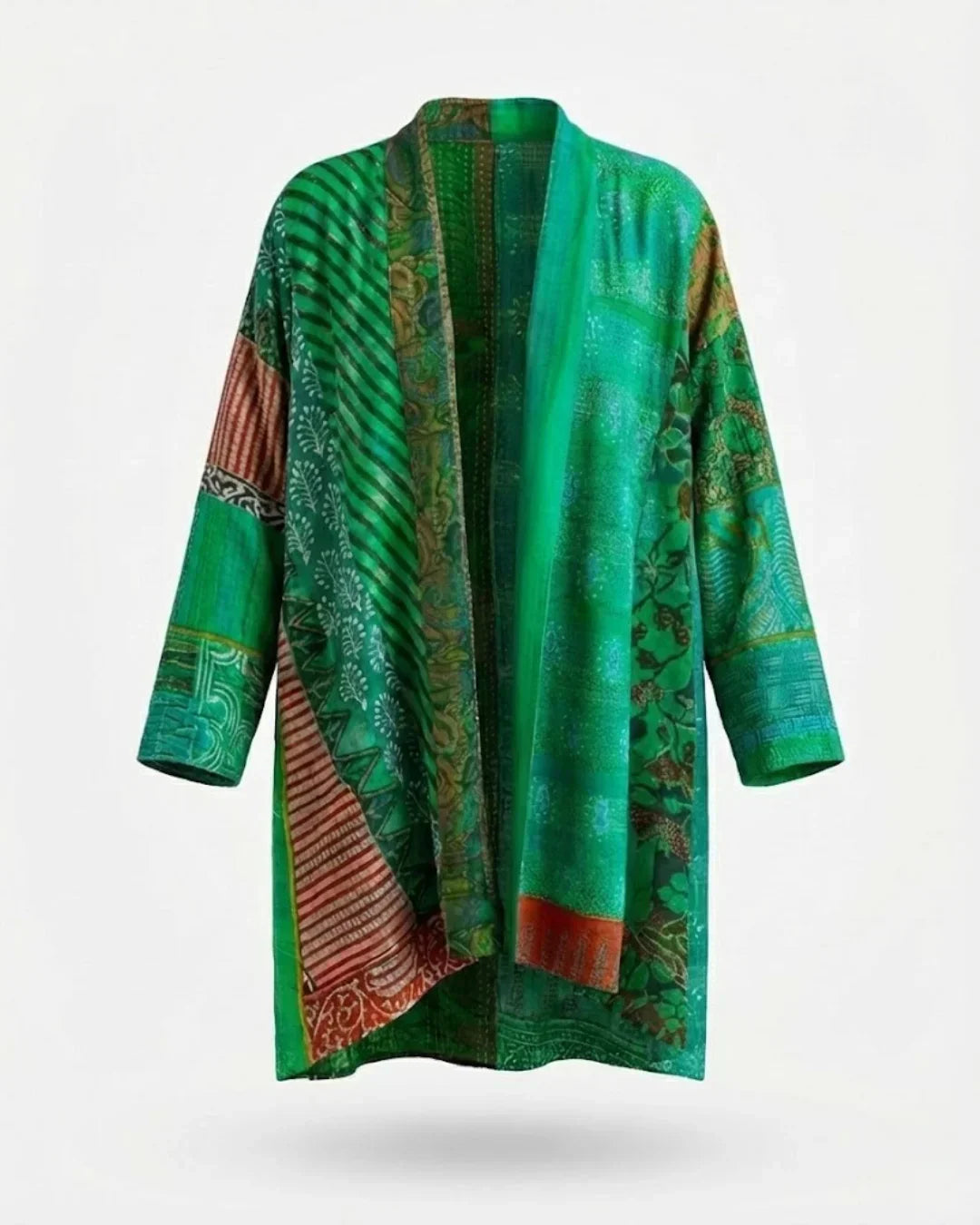 Oversized kimono open print patchwork cardigan for women | Eden -5