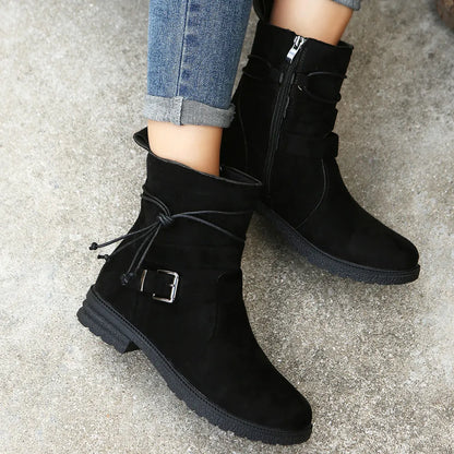 Ankle heel bas suede boots for women | Alexandrine -5