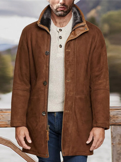 Thick winter coat marron zip jacket for men -2