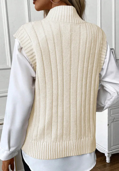Sleeveless knit sweater autumn pullor top for women -5