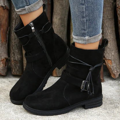 Ankle heel bas suede boots for women | Alexandrine -3