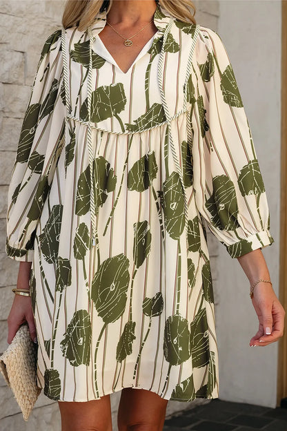 Long-sleeve tunic autumn printed size dress for women | Mini -4
