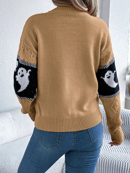 Soft halloweknite sweater for women | Sweater with patterns of dessins animes mignons -14