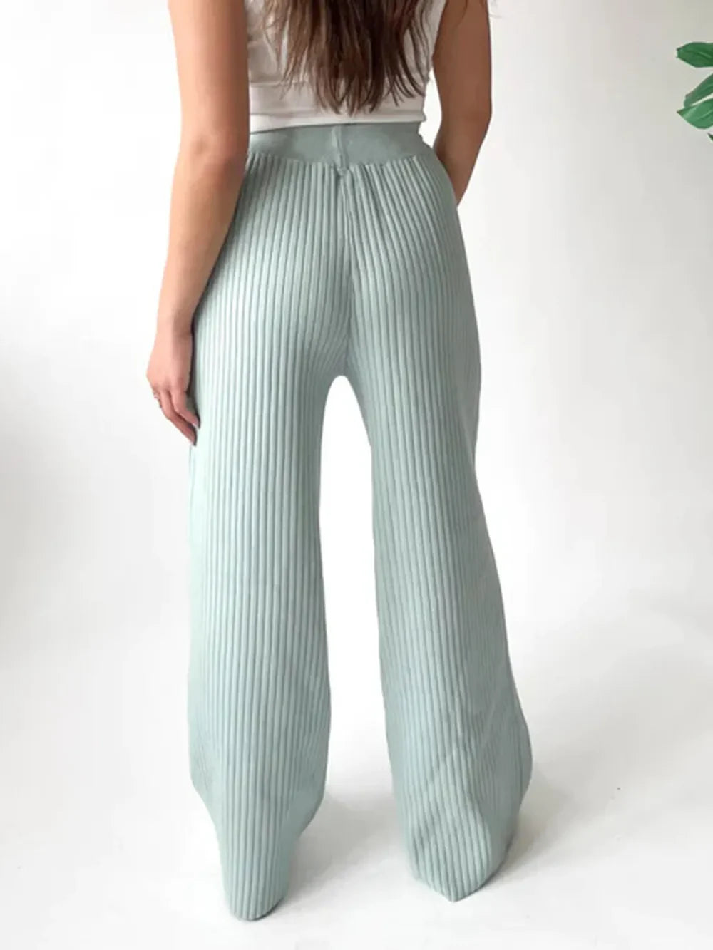 Leg casual high-waisted trousers for women | Wide -20