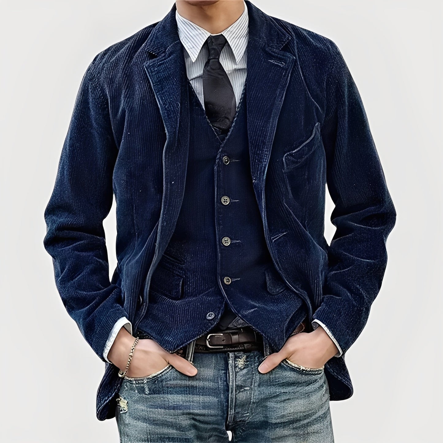 Jacket vest set for men -4