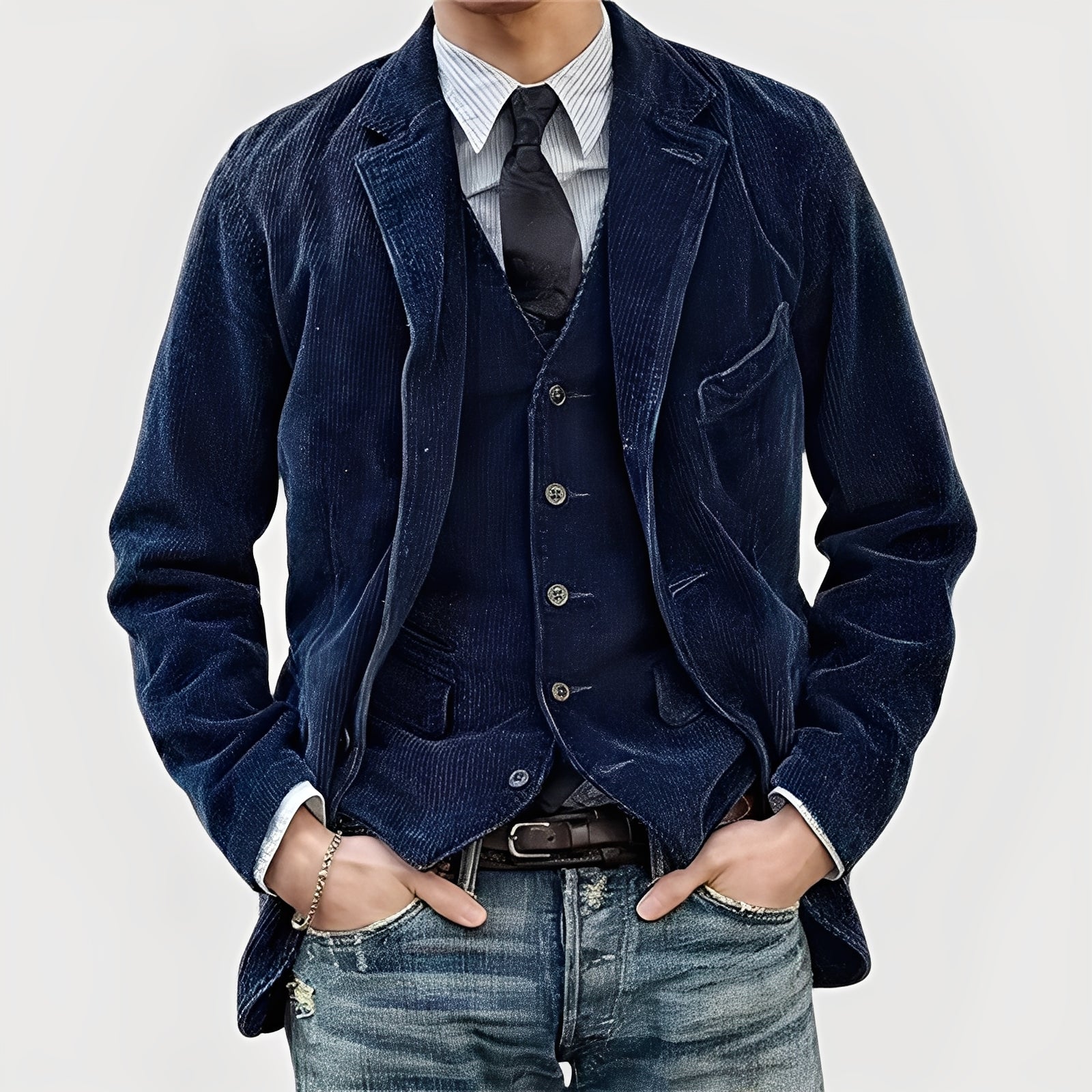 Jacket vest set for men -4