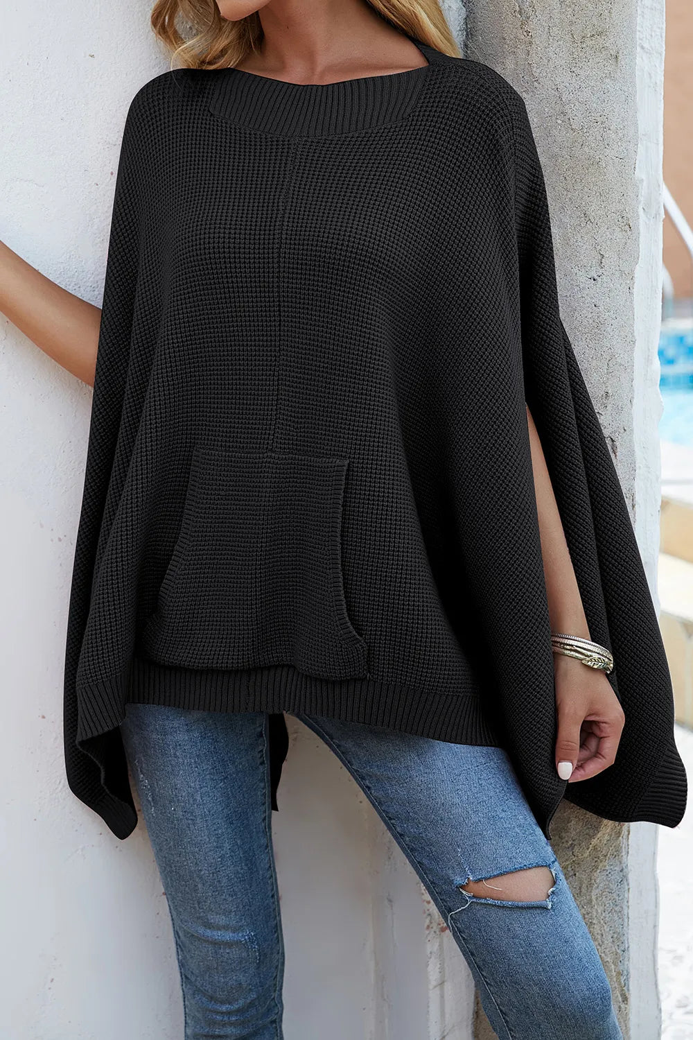 Knit style poncho sweater for women | Alienor -2