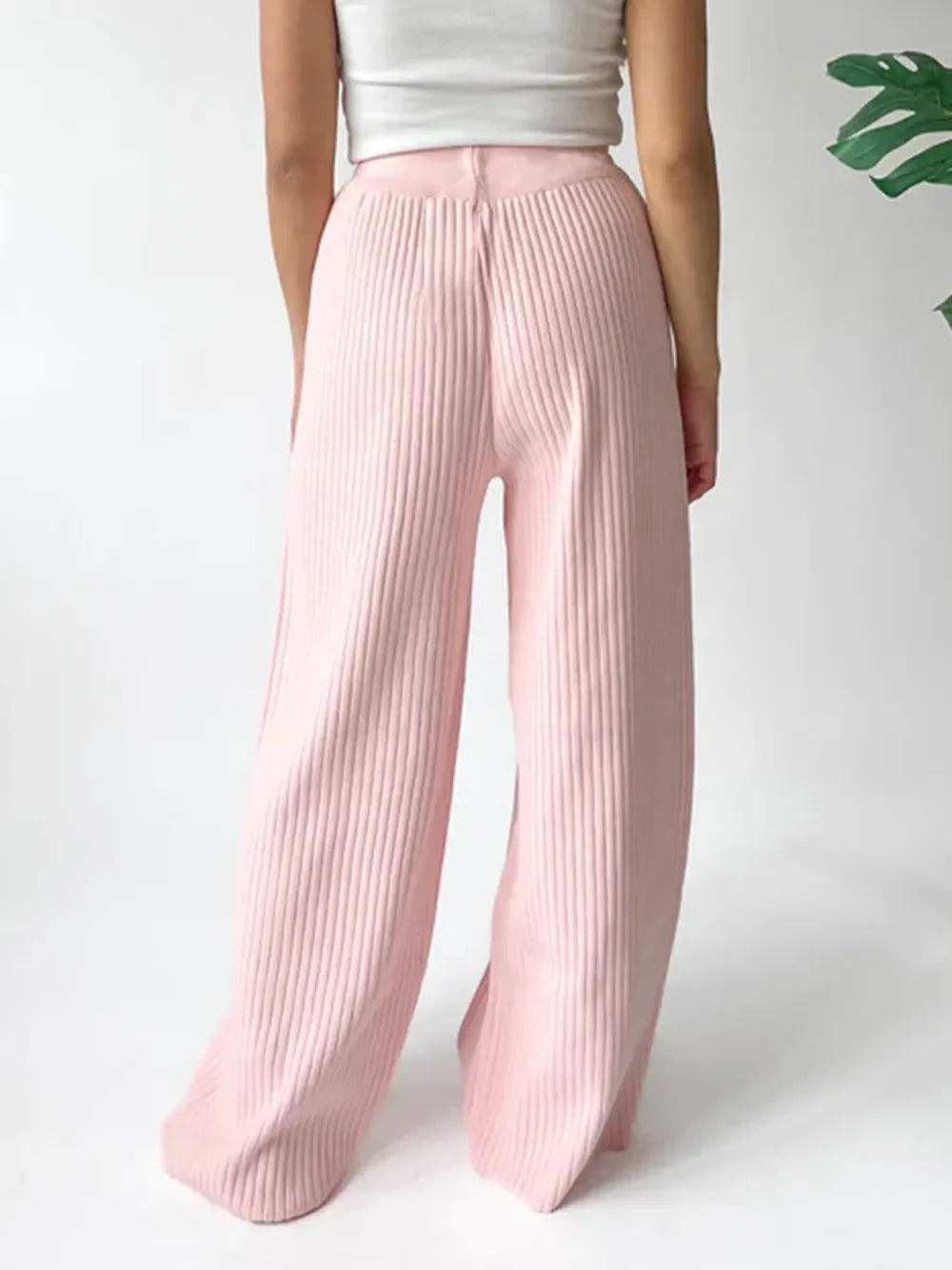 Leg casual high-waisted trousers for women | Wide -11