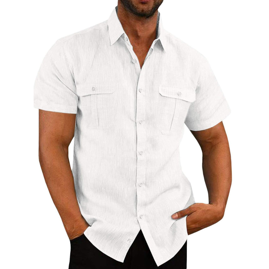 Short-sleeve lapel collar shirt for men -6