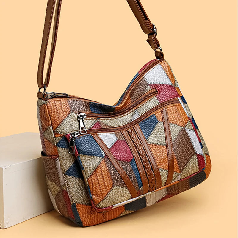 Patchwork refined functional handbag for women -3