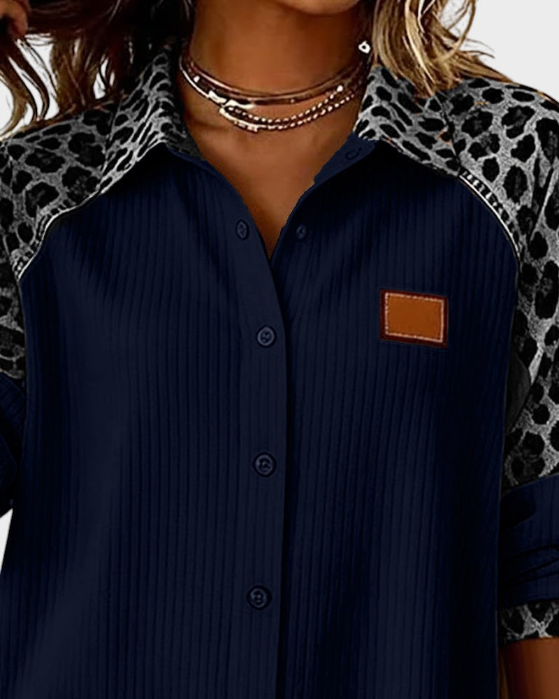 Two-tone buttoned printed details shirt for women | Orelia -12