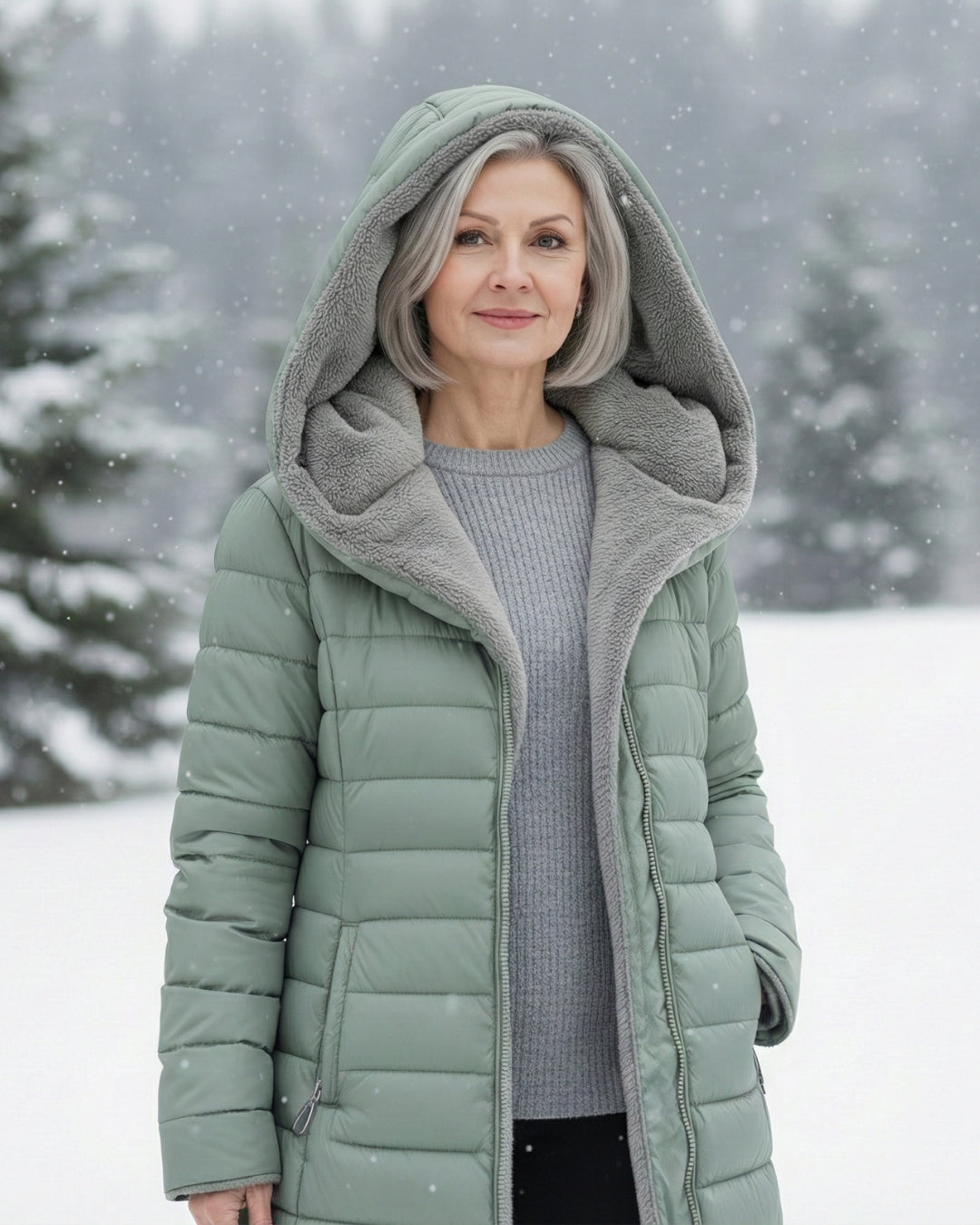 Quilted hooded cut flattering coat for women | Marielle -13