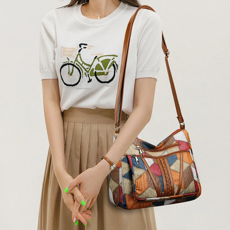 Patchwork refined functional handbag for women -7