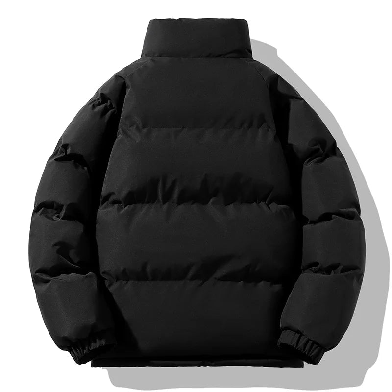 Lined puffer high collar winter jacket for men | Fleece -3