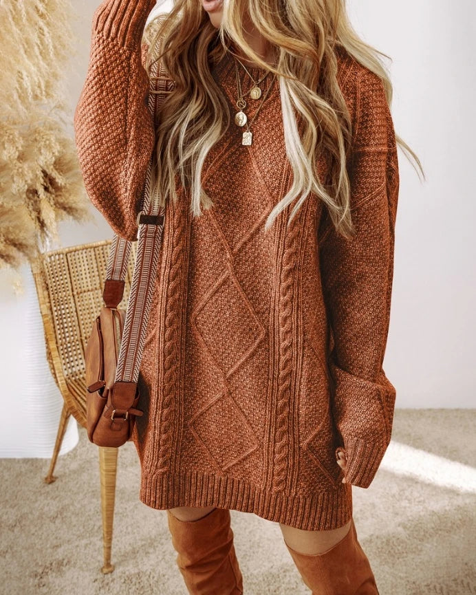 Juno cable knit dress sweater for women | Elara -7