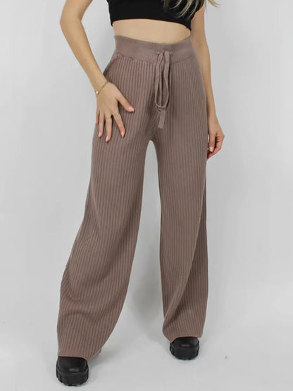 Leg casual high-waisted trousers for women | Wide -5