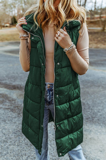 Puffer long sleeveless jacket for women -9