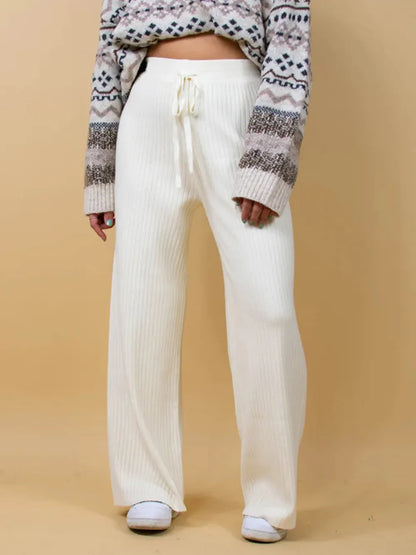 Leg casual high-waisted trousers for women | Wide -3