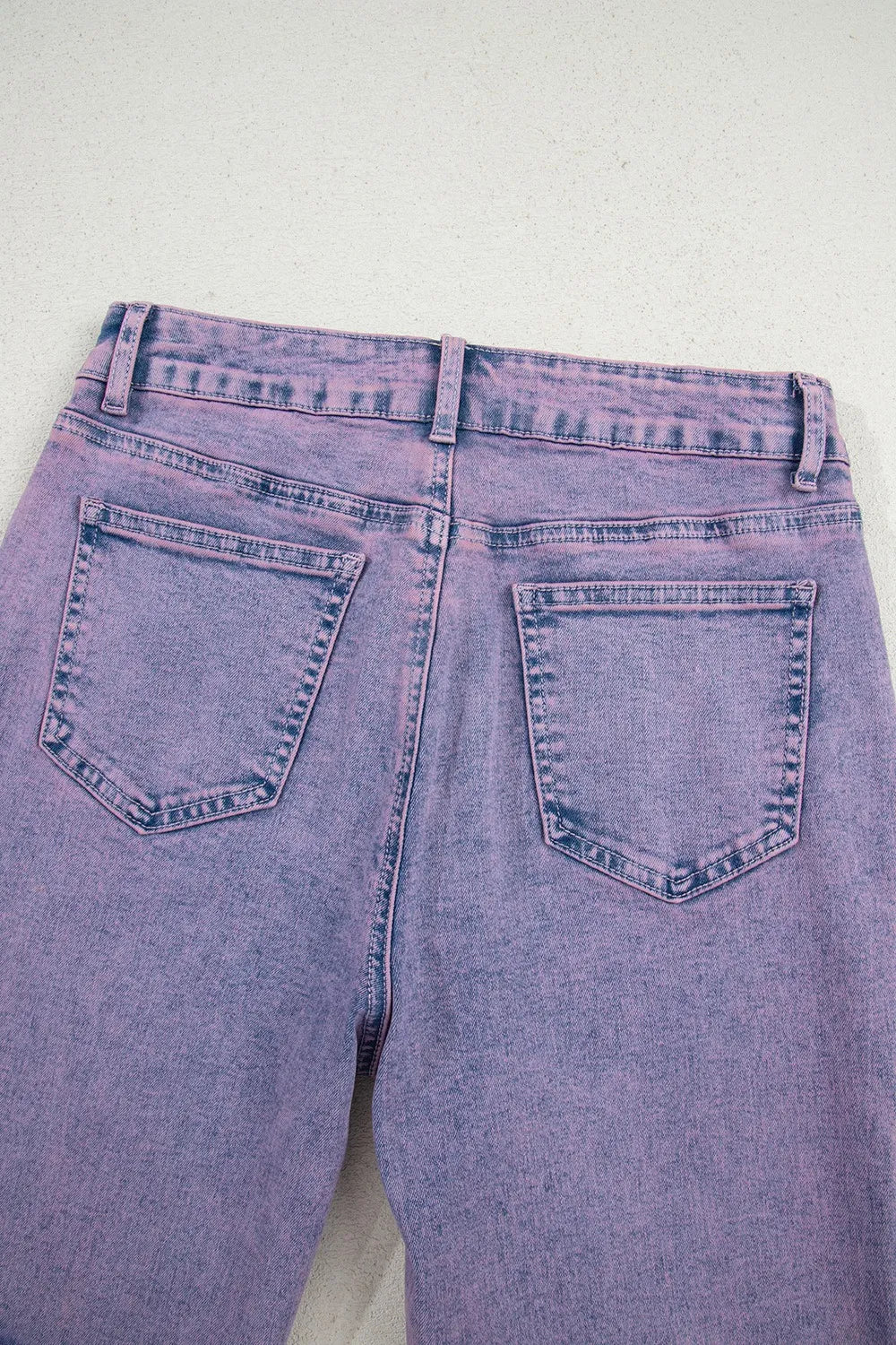 Court violet jeans for women | Denim washed with hem raw -7