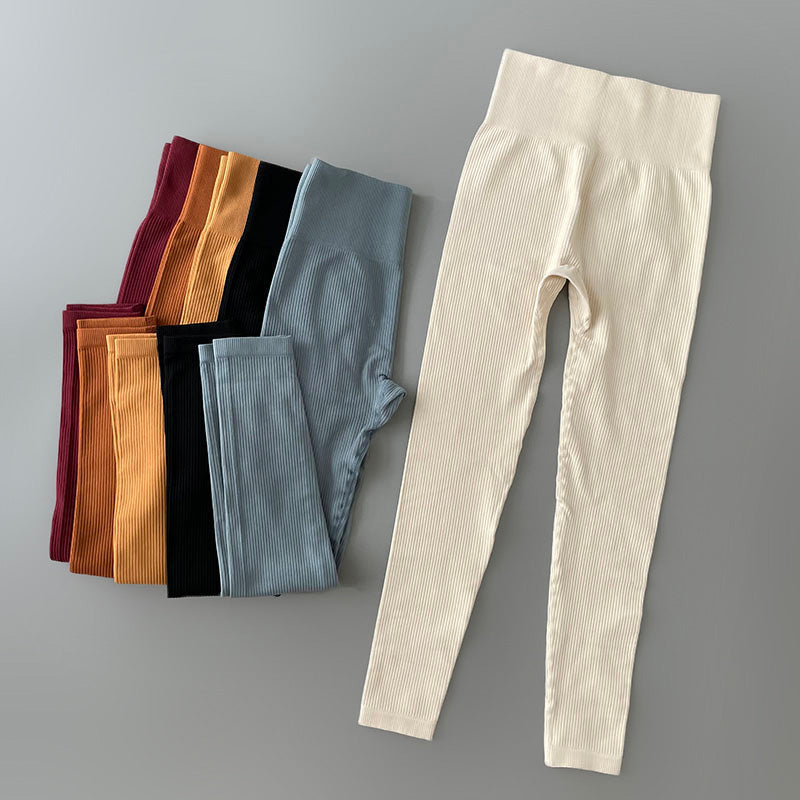 Yoga ribbed high-waisted leggings for women | Marisol -2