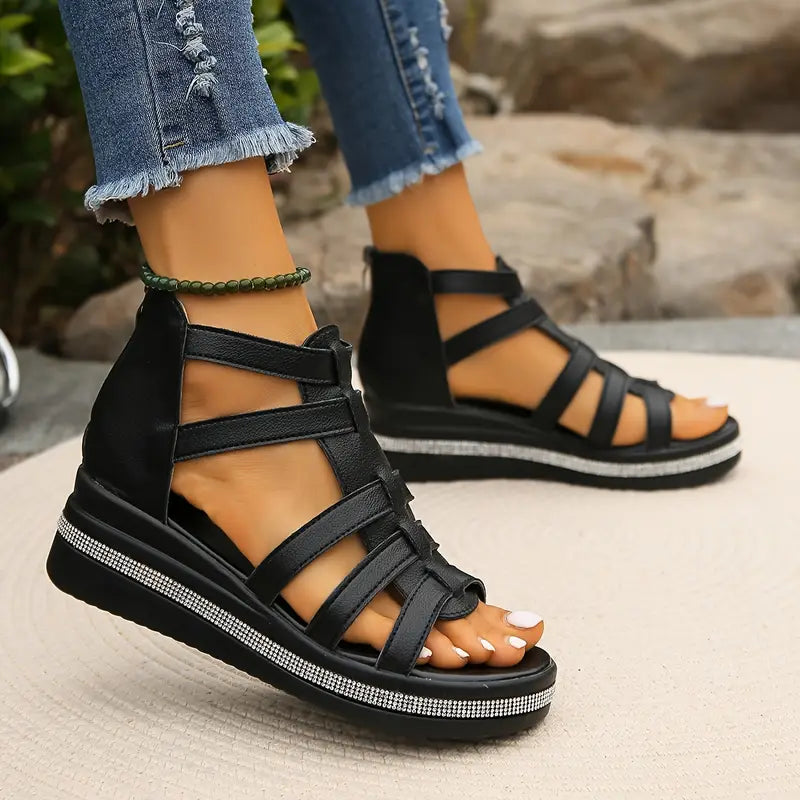 Elegant gladiator platform sandals for women | Calira -8