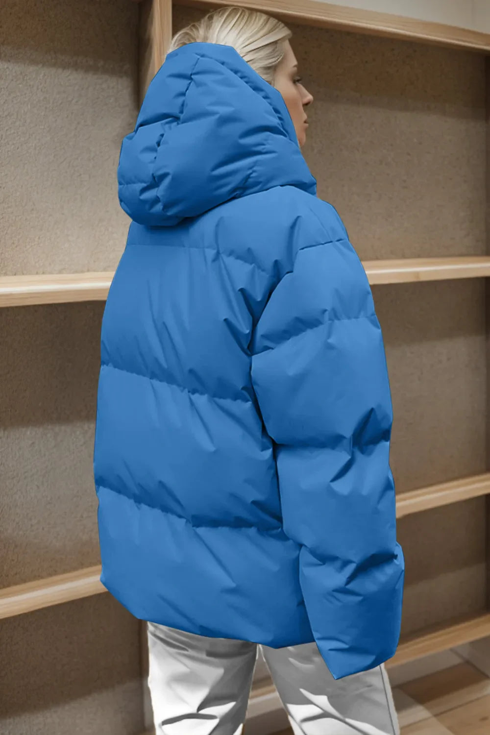 Puffer hooded winter coat warm jacket for women -3