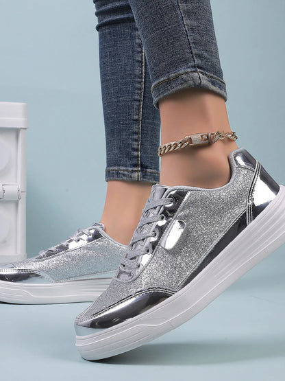 Walking platform casual shoes metallisees sneakers for women | Carine -8
