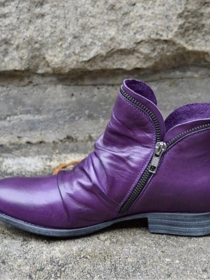 Ankle casual shoes leather slip-on boots for women | Alba -3