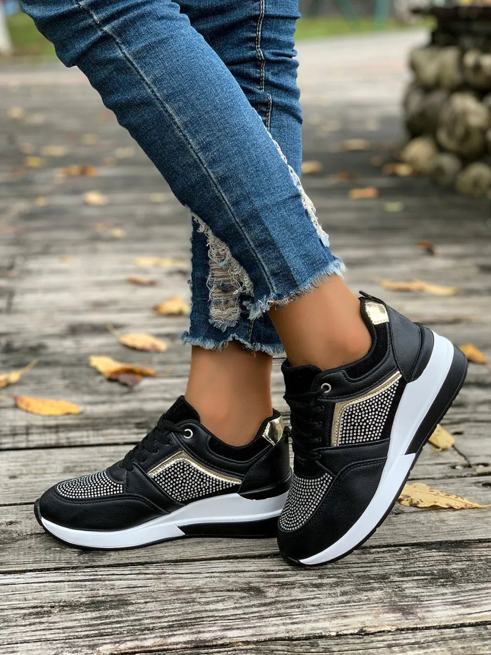Wedges lace-up sneakers for women -1