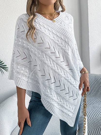 Poncho knit top cable-knit sweater for women -5