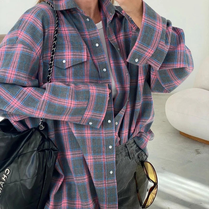 Checked timeless shirt for women | Maple -7