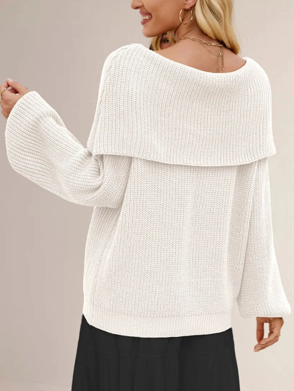 Knit shoulders off-shoulders oversized sweater for women | Caprice -2