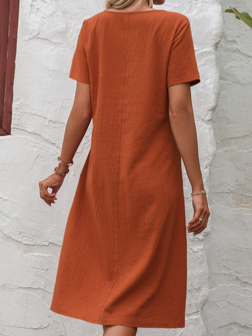 Cache-belly cotton dress for women | Ivana -2