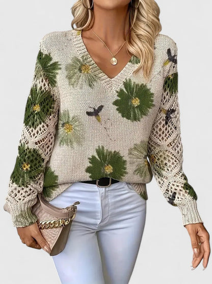 Elegant floral pattern sweater for women | Marivelle -7