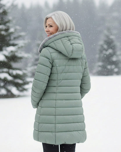 Quilted hooded cut flattering coat for women | Marielle -15