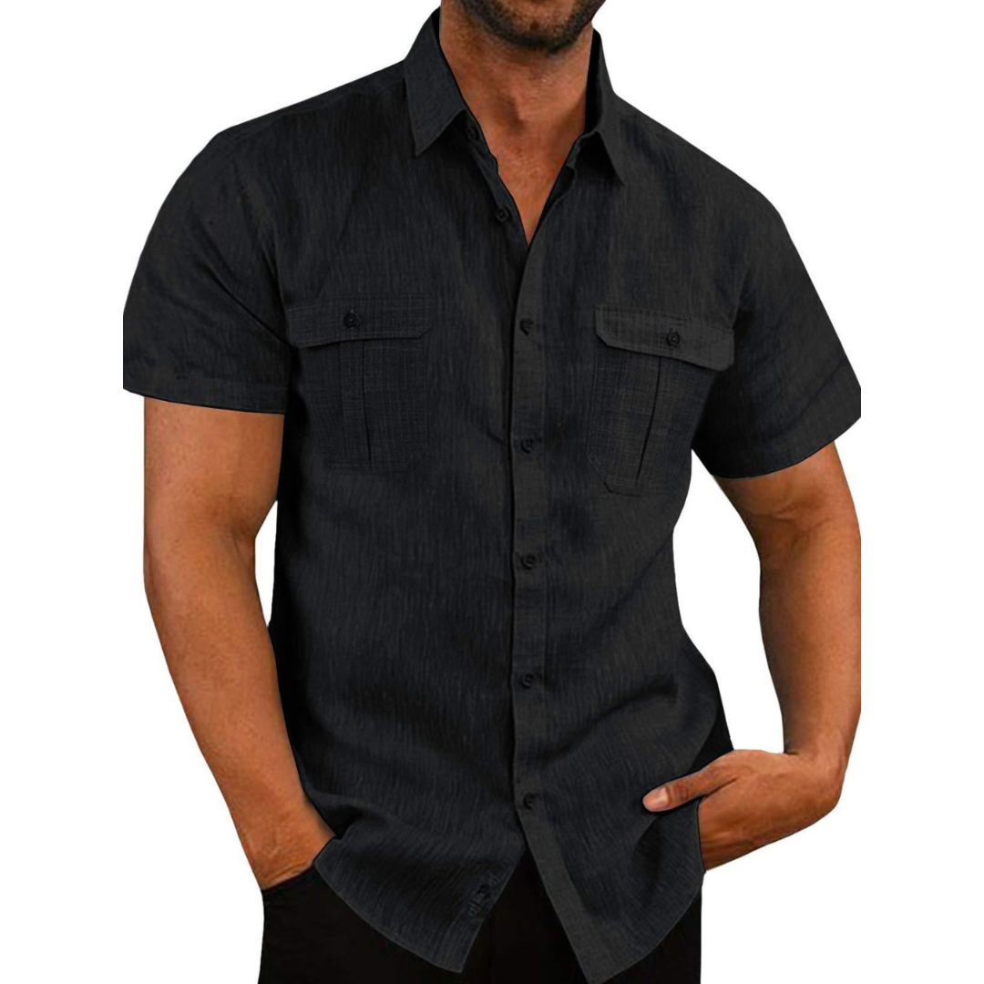Short-sleeve lapel collar shirt for men -7
