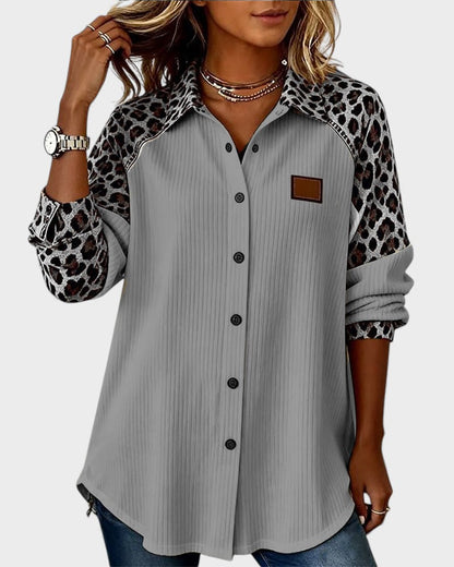 Two-tone buttoned printed details shirt for women | Orelia -3