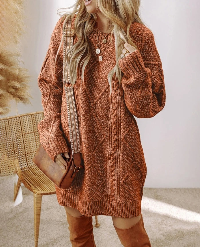 Juno cable knit dress sweater for women | Elara -8