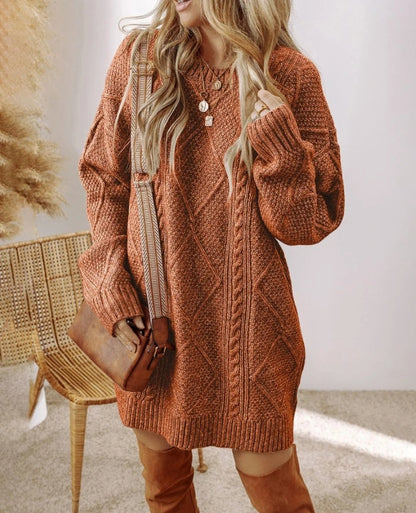 Juno cable knit dress sweater for women | Elara -8