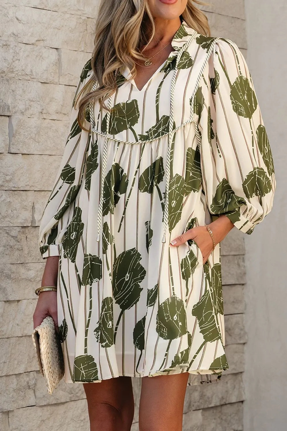 Long-sleeve tunic autumn printed size dress for women | Mini -1