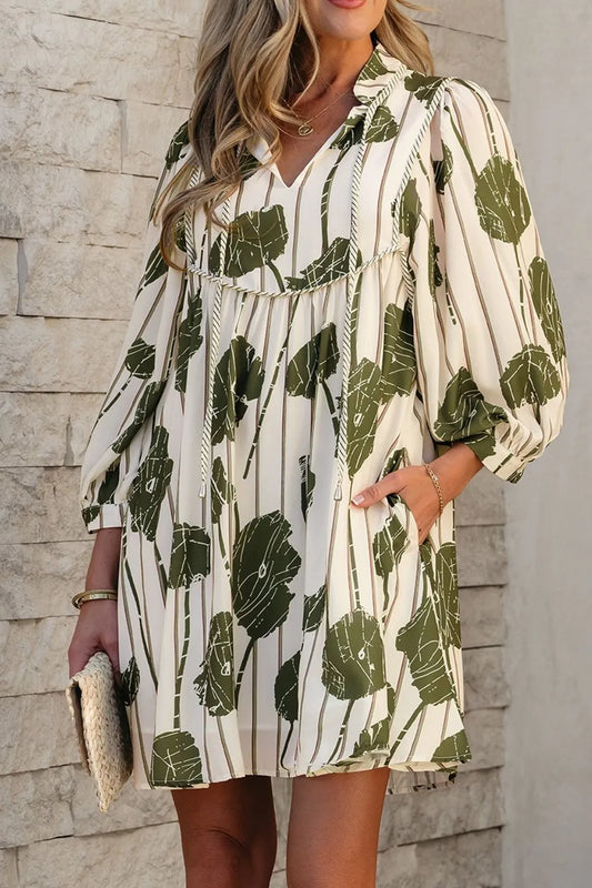 Long-sleeve tunic autumn printed size dress for women | Mini -1