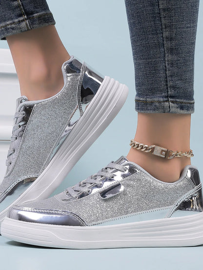 Walking platform casual shoes metallisees sneakers for women | Carine -7