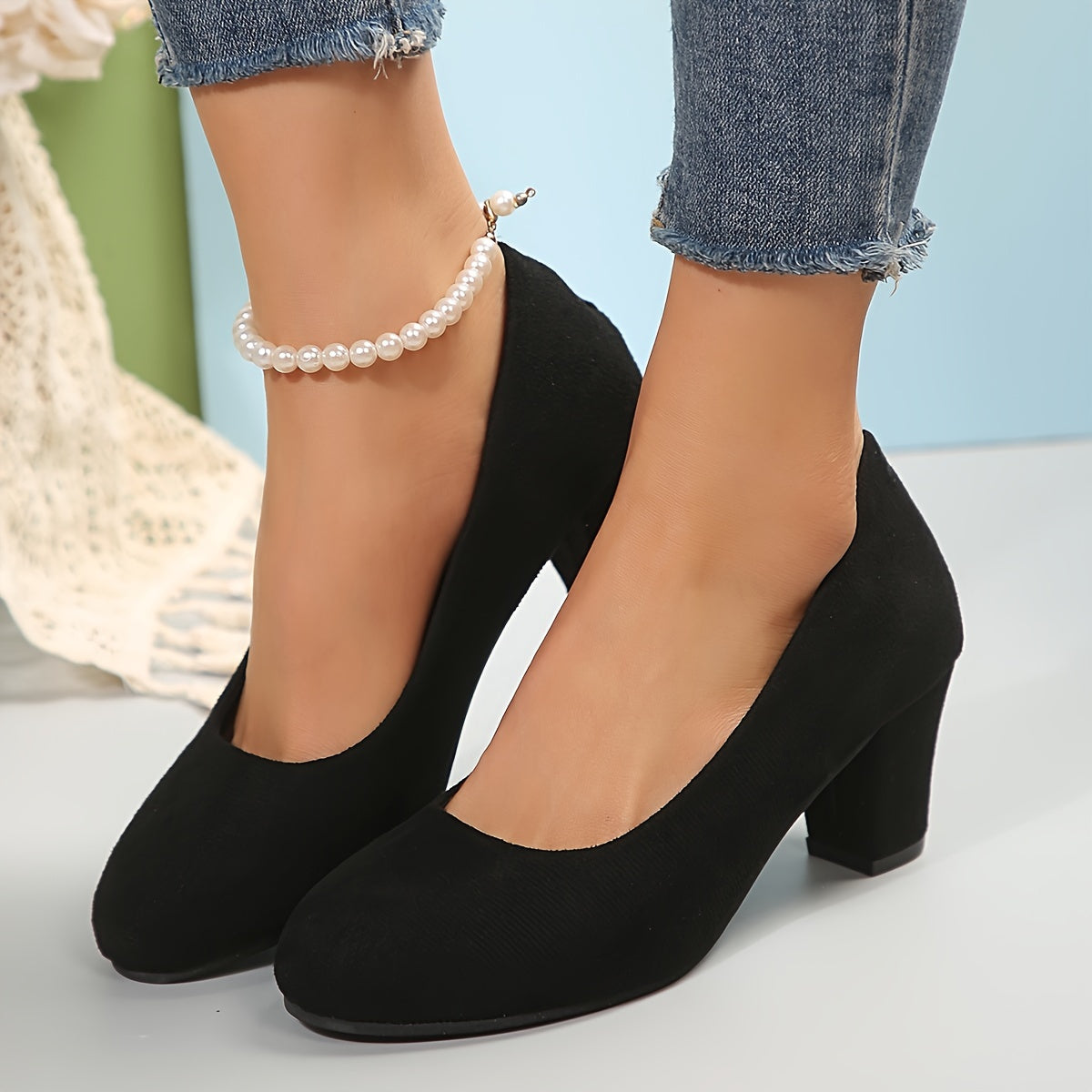 Toe wide heel stable pumps for women | Solina -6